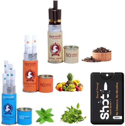 ROYAL SWAG Herbal Cigarette Smoke Stick Tobacco Free Clove, Fruta, Mint Cigarette With Shot Smoking Cessations
