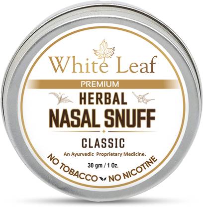 White Leaf Classic Hebal Nasal Snuff Minty Flavor (30g / OZ) Ayurvedic Natural Ingredients Smoking Cessations