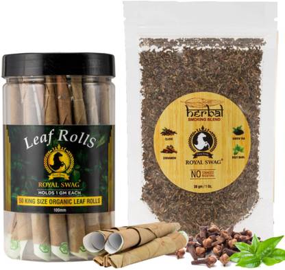 ROYAL SWAG Herbal Smoking Blend Organic Mixture 30g With Pre Rolled Leaf Rolls Cones 50 Pcs Smoking Cessations