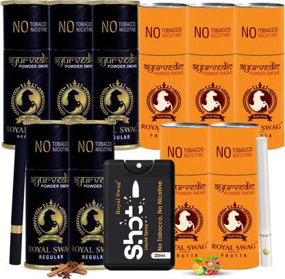ROYAL SWAG Herbal Cigarette Regula, Frutta Flavour 100 Sticks Dhoompan With 20 ml Shot Smoking Cessations
