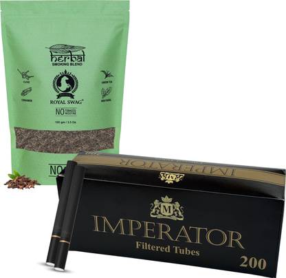 ROYAL SWAG Combo Of Premium Herbal Mixture 100g & Black Cigarette Tube 200count TobaccoFree Smoking Cessations
