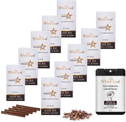 White Leaf Herbal Clove Cigarettes Flavoured King Size No Tobacco & Nicotine With 20ML Shot Smoking Cessations