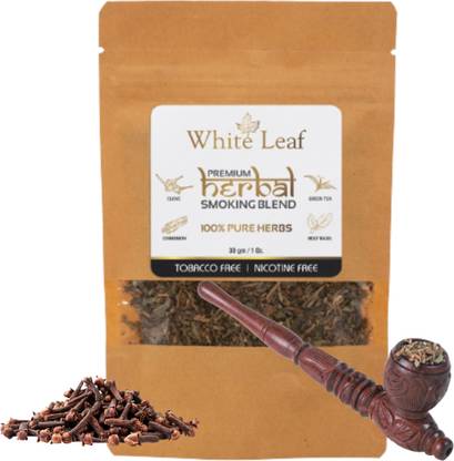 White Leaf Herbal Smoking Blend 1 Pack (30gm) - Tobacco & Nicotine Free With ANTIC-Pipe Smoking Cessations
