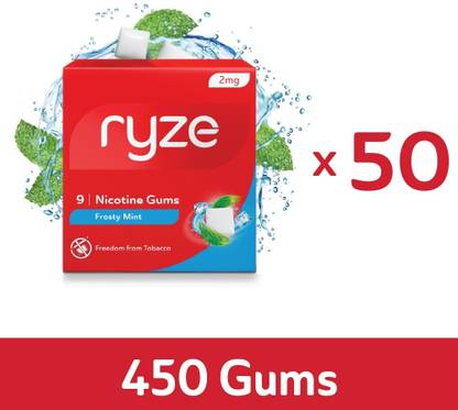 Ryze Nicotine 2mg Frosty Mint ,9 gums Each x Pack 50 Smoking Cessations
