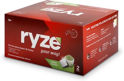 Ryze Nicotine Gum 2mg Fresh Fennel (144 Gums) Smoking Cessations
