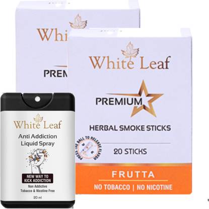 White Leaf Ayurvedic Herbal Cigarettes Premium Mint Flavoured With 20ml Anti Addiction Shot Smoking Cessations