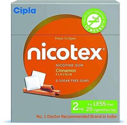 Cipla Nicotex Nicotine Cinnamon Gums 2mg | Helps to Quit Smoking |9 Gums Each Pack Smoking Cessations