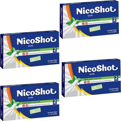 NG MART NICOSHOT NICOTINE GUM 2mg (10 GUMS EACH PACK )PACK OF - 4 Smoking Cessations