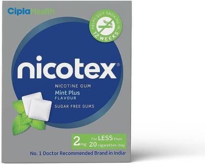 Cipla Nicotex Nicotine MintPlus Gums 2mg | Helps to Quit Smoking |12 Gums Each Pack Smoking Cessations