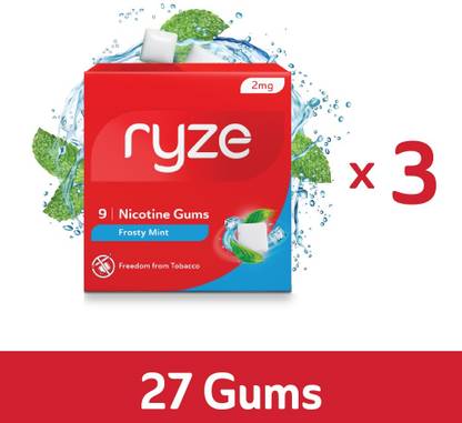 Ryze Nicotine Gums 2mg (Frosty Mint) - Combo Pack of 3 x 9 Gum Blister Smoking Cessations