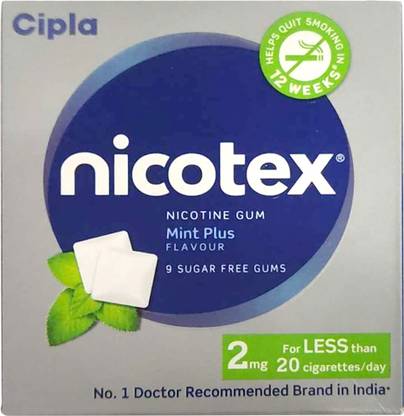 Cipla NICOTEX 2MG CHEW GUM (MINT PLUS) 9'S Smoking Cessations