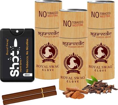 ROYAL SWAG Ayurvedic & Herbal Cigarette, Clove Flavour Smoke Tobacco Free Cigarettes with Shot Helps in Quit Smoking - (15 Sticks, Shot -1) Smoking Cessations
