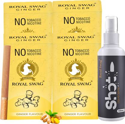 ROYAL SWAG Herbal Cigarettes 40 Sticks (Ginger Flavored) With 100ml Anti Addiction Shot Smoking Cessations