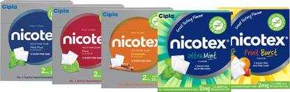 Cipla Nicotex 2mg Nicotine Sugar Free Gum to Help Quit Smoking | Multi-Flavour Pack Smoking Cessations