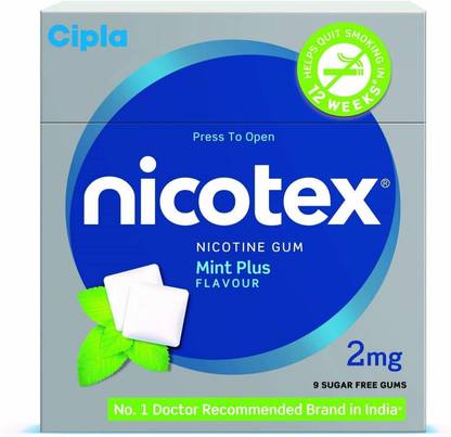 Cipla Nicotex Nicotine MintPlus Gums 2mg | Helps to Quit Smoking |9 Gums Each Pack Smoking Cessations