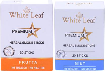White Leaf Ayurvedic Herbal Smoke Non Nicotine Frutta, Mint Flavoured With Ayurvedic Herbs Smoking Cessations