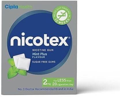Cipla Nicotex Nicotine MintPlus Gums 2mg | Helps to Quit Smoking |12 Gums Each Pack Smoking Cessations