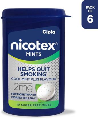 Cipla Nicotex Mints | Nicotine 2mg Sugar Free Lozenges(6x 10Pcs) | Cool Mint Plus | Smoking Cessations