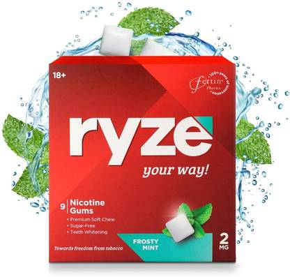 Ryze Nicotine Gums 2mg (Frosty Mint) - Combo Pack of 3 x 9 Gum Blister Smoking Cessations