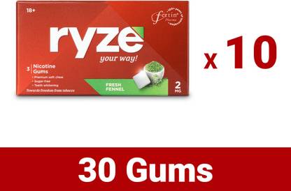 Ryze Nicotine Gum 2mg Fresh Fennel (30 Gums) Smoking Cessations