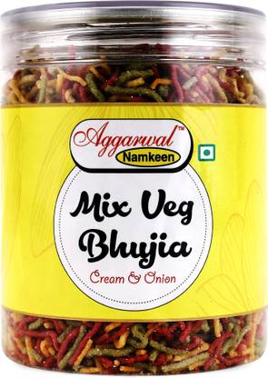 aggarwalnamkeen Mix veg Bhujiya cream & onionCrispy & Spicy Snack for Anytime Cravings (100gm)