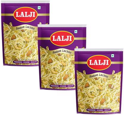 lalji Badam Lachha 1.2Kg (400Gm x 3) Bikaneri Namkeen Spicy and Crispy Healthy Snack