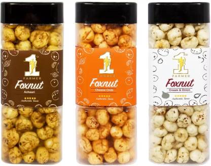 1STFARMER Pack of 3 Achaari,Cheese chilli & Cream Onion Flavoured Makhana