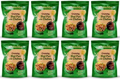 WellBe Crunchy Bhel Puri With Chutney| Healthy Ingredients ,135gm x Pack of 8
