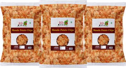 90's MILL Aloo PATTA Chips Masala Chilli Potato Chips Sliced Potato Chips Snack-250g*3Pack
