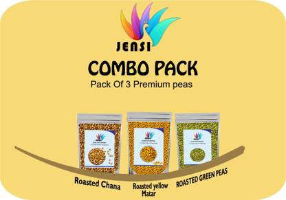 Jensi Combo Pack of Roasted chana Roasted Yellow Matar and Roasted Green Peas