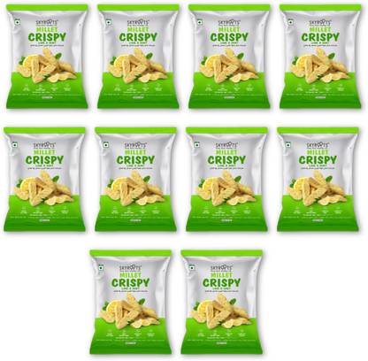 SKYROOTS Millet Lime Mint Crisps | Baked Millet Chips | Protein-Rich | 30g (10 Packs)