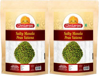 GHOTARAM Spicy Green Masala Peas Namkeen Snacks Masala Matar Sing Hara Matar-350g*2Pack