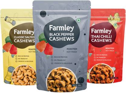 Farmley Black Pepper | Thai Chilli | Classic Salted | Roasted Cashews