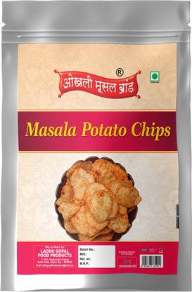 okhli musal brand Potato Chips India's Masala Magic Flavour Crunchy PATTA Chips Snacks-350g*1Pack