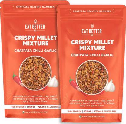 ईट बेटर को चटपटा चिली गार्लिक मिलेट मिक्सचर - क्रंची हेल्दी नमकीन स्नैक