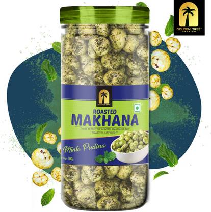 Golden Tree Mint Pudina Makhana| Roasted Fox Nuts with Refreshing Mint Flavor| Healthy Snack