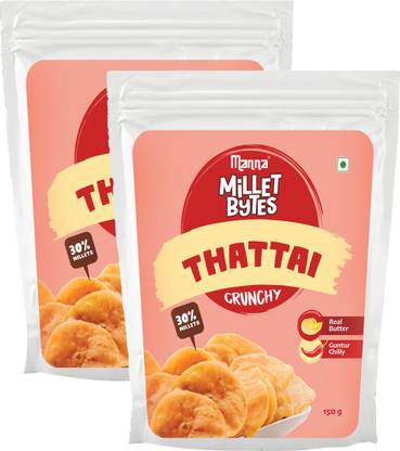Manna Millet Bytes Thattai | Namkeen Indian Snacks with Real Butter & Guntur Chilli