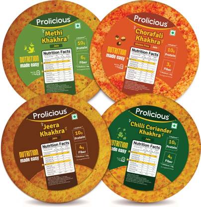 Prolicious Jain Khakhra Combo| High Protein & Fiber| No Palm Oil| Natural Protein|