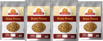 GHOTARAM Besan Java Nuts Cracker Namkeen Tasty Peanuts Masala Coated Moongfali-900g*4Pack