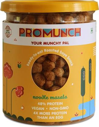 PROMUNCH Ready To Eat Roasted Soya Snack Noodle Masala Healthy Snacks, 150G