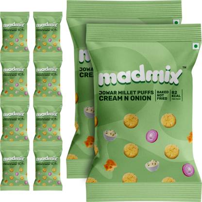 Madmix Jowar Millet Puffs- Cream & Onion Pack of 10