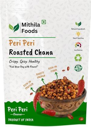 MITHILA FOODS Peri Peri Roasted Chana | Spicy Crunchy Vegan Snack | High Protein&Gluten-Free