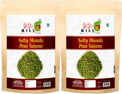 90's MILL Hara Matar Green Salty Masala Peas Vatana Chakhna Cocktail Snacks-150g*2Pack