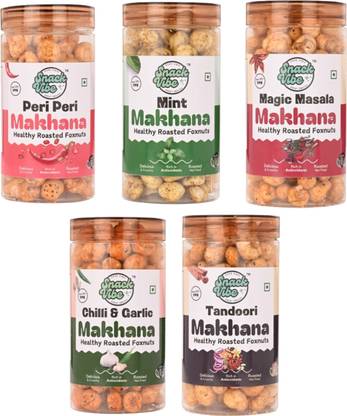SnackVibe Roasted Makhana Healthy Snack Peri Peri+Mint+Magic Masala+Chilli Garlic+Tandoori
