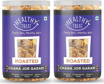 Healthy Treat Roasted Chana JOR Garam Combo 400 gm ( Pack of 2 , Each 200 gm) | Oil-Free I Protein-Rich | Gluten Free | Vegan