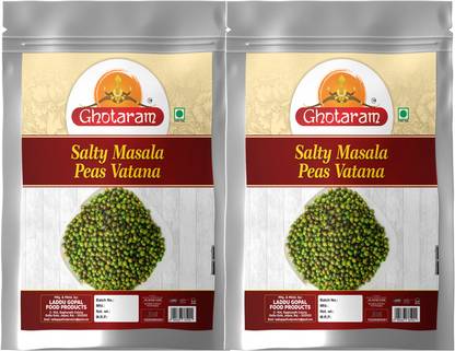 GHOTARAM Bombay Roasted Fried Spicy Green Peas / Chatpata Matar / Namkeen Peas-150g*2Pack