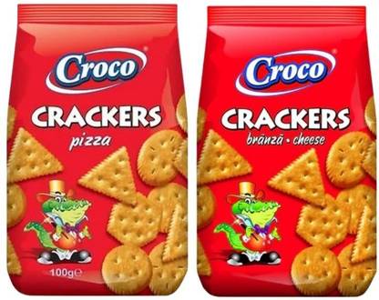 CROCO Crackers Biscuits Snacks Cheese & Pizza combo , Imported Biscuits Snacks