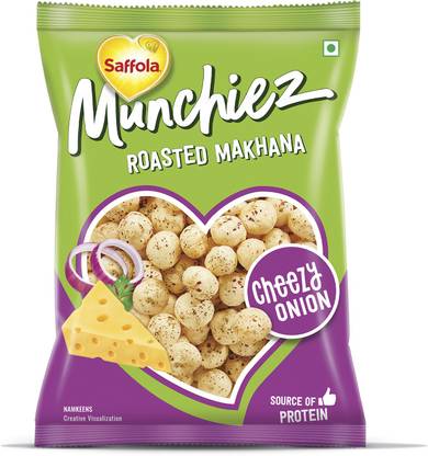Saffola Munchiez Roasted Makhana Cheezy Onion, Tasty and Healthy Snacks, Crunchy Makhana