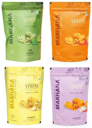 VISHNU DELIGHT Combo Flavour Roasted Makhana Pouch - Healthy and Crunchy Snack | Gluten Free |