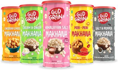 Gud Grain Roasted Makhana Variety Pack | Healthy Snack | Protein Rich | Calcium Rich |